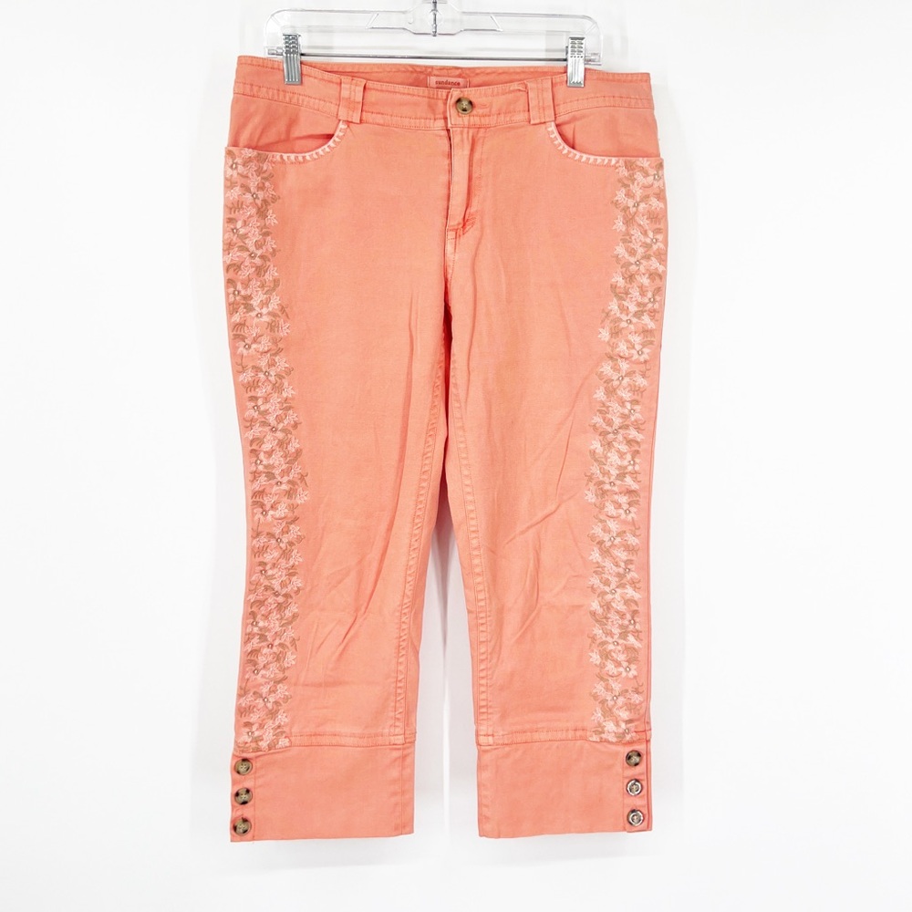Sundance Mid-Rise Embroidered Cropped Pants
